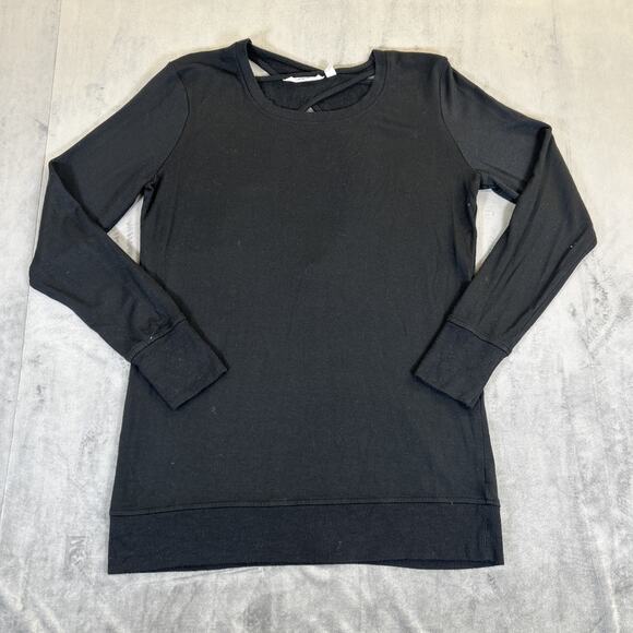 Athleta Pullover Sweater Women's X-Small Black Long Sleeve Criss Cross Open Back - Picture 1 of 7